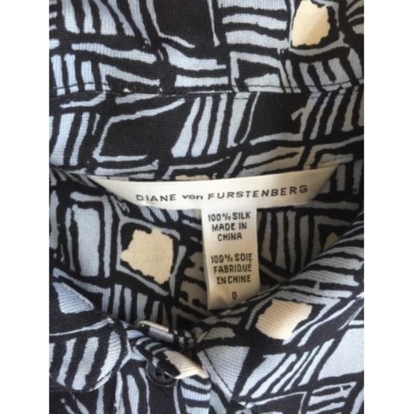 Diane von Furstenberg- Blue & Black Silk Dress - Picture 4 of 4